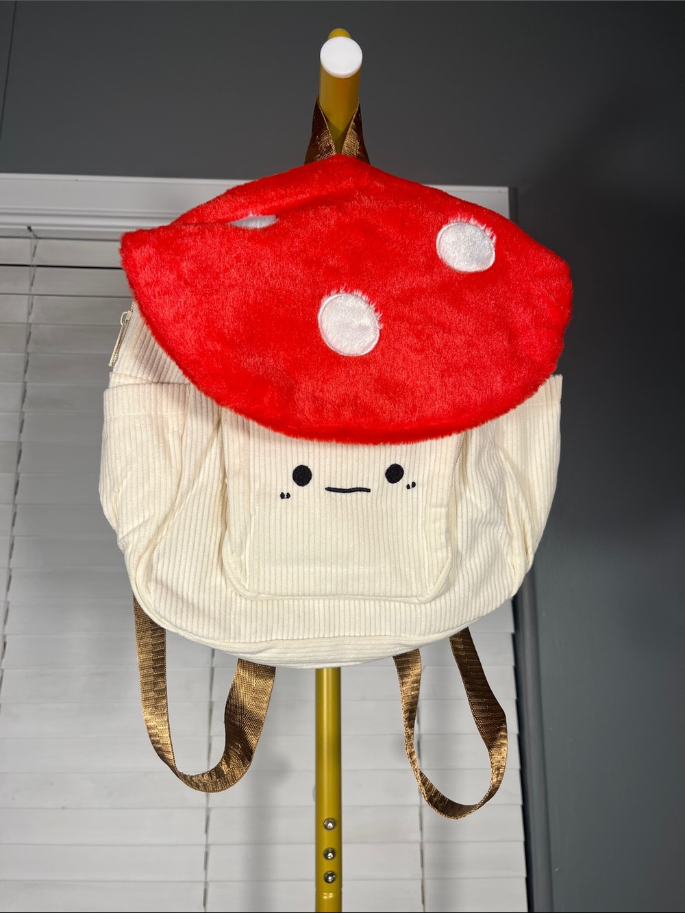 Kids Plush Mushroom Backpack - Red & Cream - NWOT